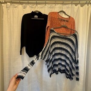 Urban Outfitters Long Sleeve Tops - Black, Rust, and Striped